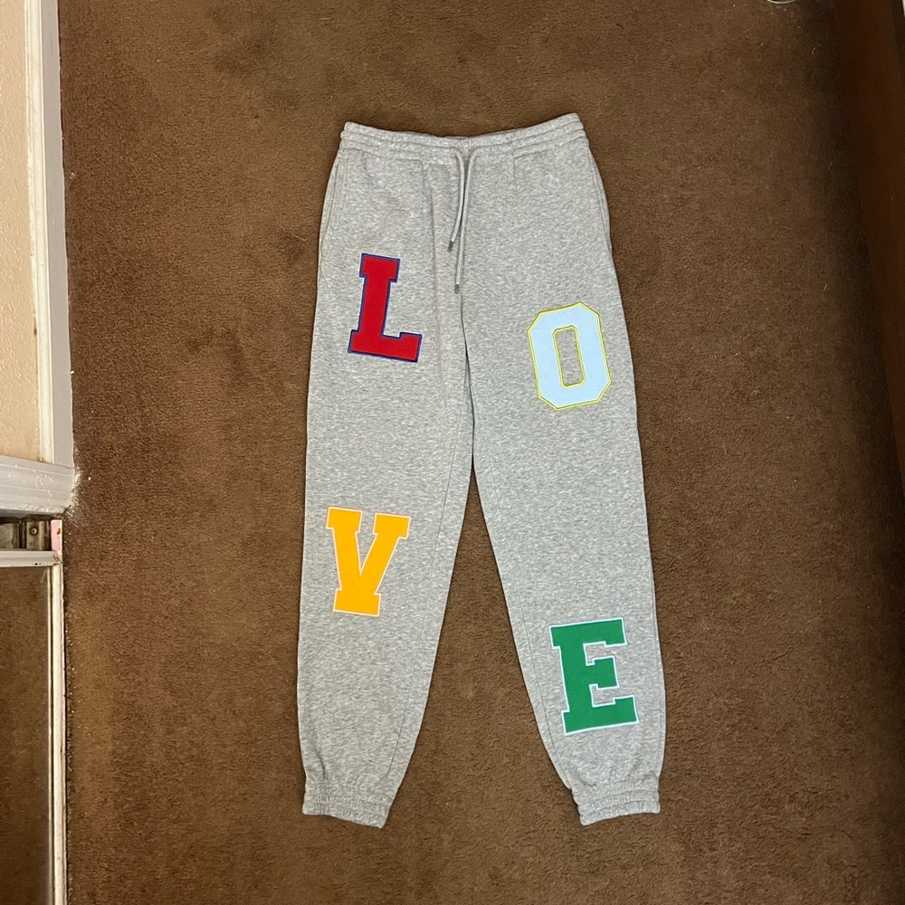 Kids Gray Sweatpants with Colorful Lettering